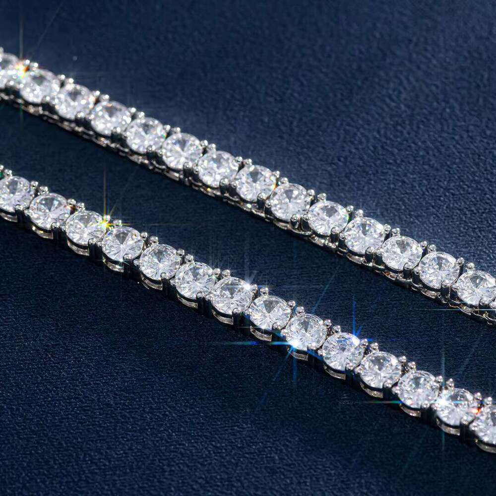 Wholesale Sier Moissanite Tennis Necklace with 5mm Chain GRA Certified Jewelry