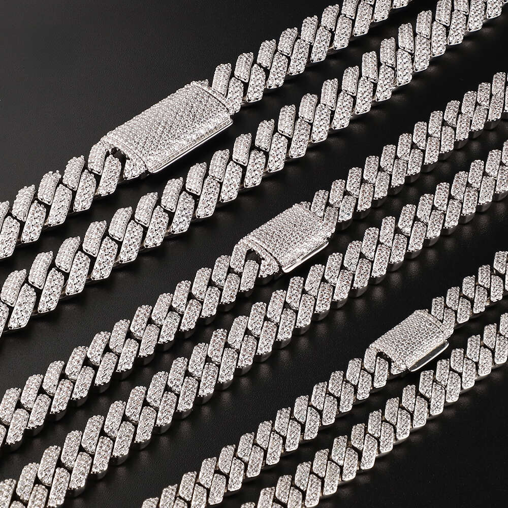 Hip Hop Jewelry 8MM 10MM 12MM Wide Double Row S Sier VVS Grade Moissanite Iced Out Cuban Link Necklace