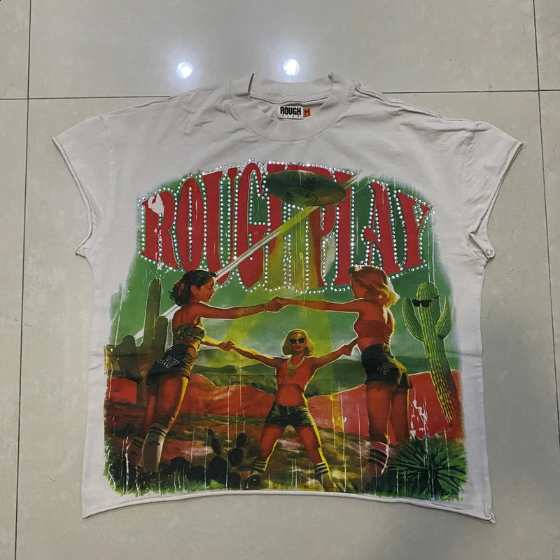 Rough Play Short Sleeve Mens Tshirts Fashion Streetwear Multiple Style Skull Print Tops Tees Real Po One Day Shipped Out 250904