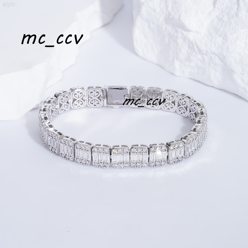 Moissanite Tennis Bracelet New Design Tennis Chain with d Color Moissanite Stone 14k White Gold