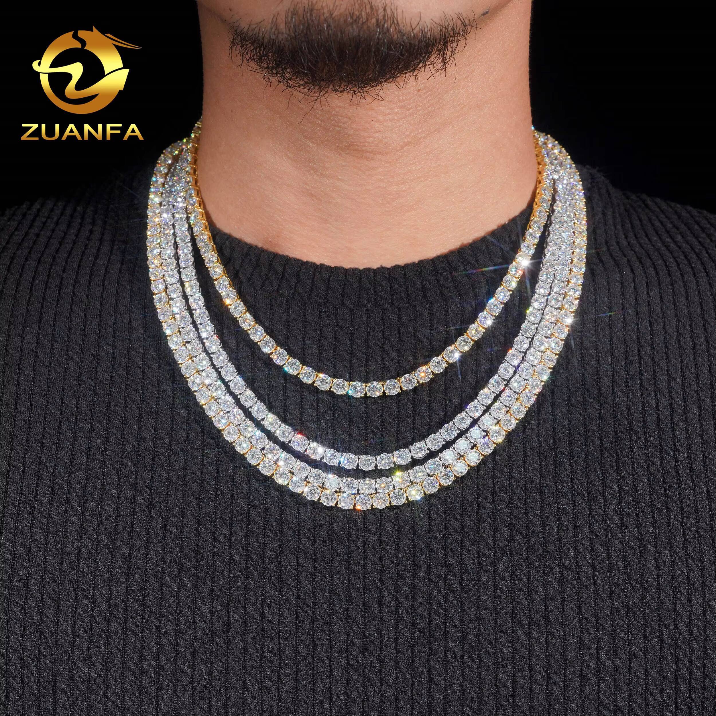 Local Stock Fast Shipping High Quality GRA Certificate Hip Hop 925 Silver 5mm VVS Moissanite Tennis Chains