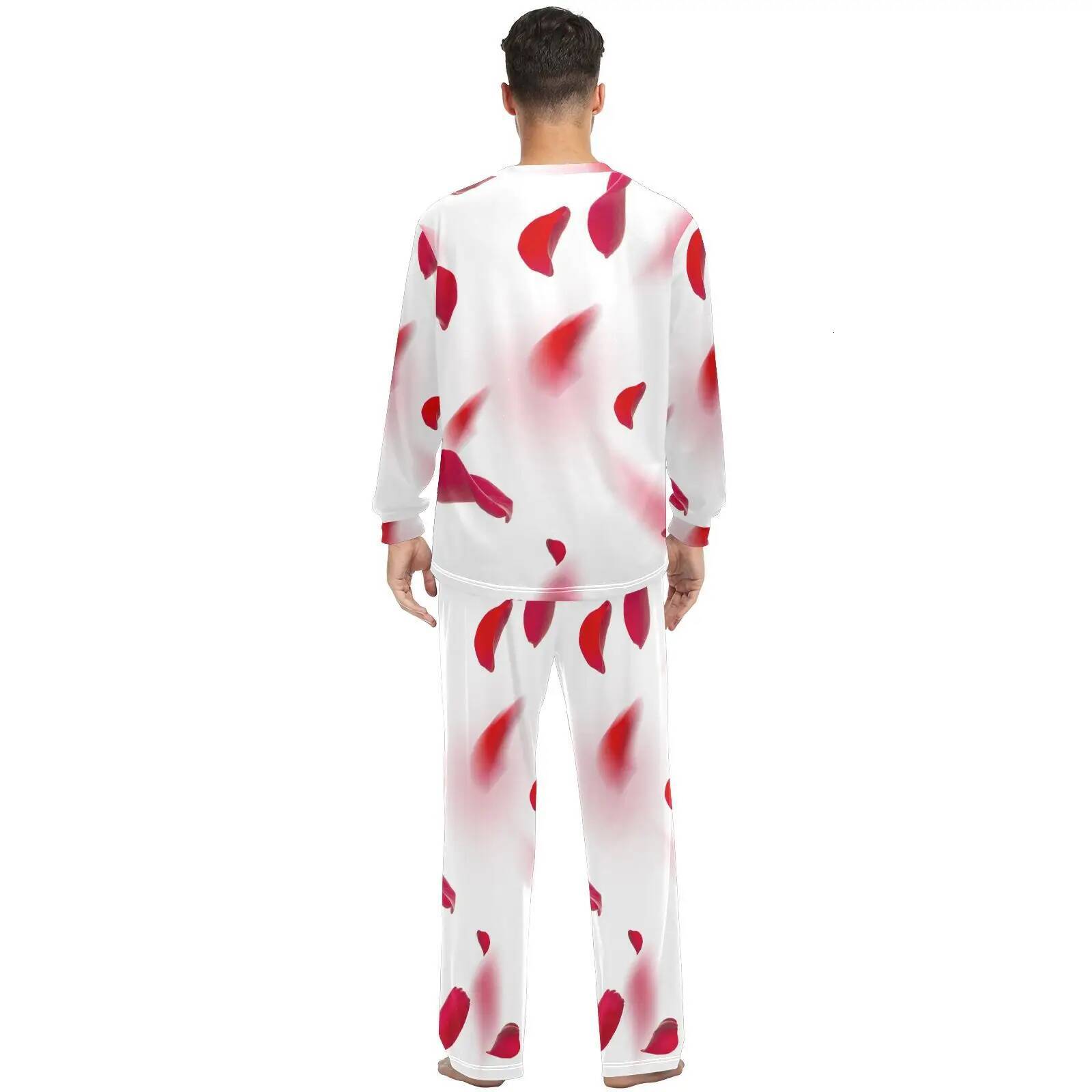 Couple's pama set Loose Women Pink petal design Home Sleepwear Spring Autumn Trousers For Men Pijama Elastic Long Pants pyjama