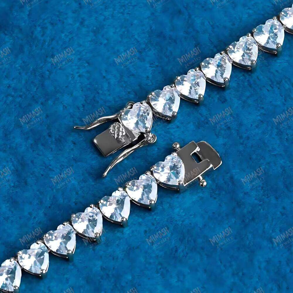 Moissanite Tennis Chain Necklace Classic VVS Dia Look, Elegant Iced Out Jewelry for Men & Women Fashion Style