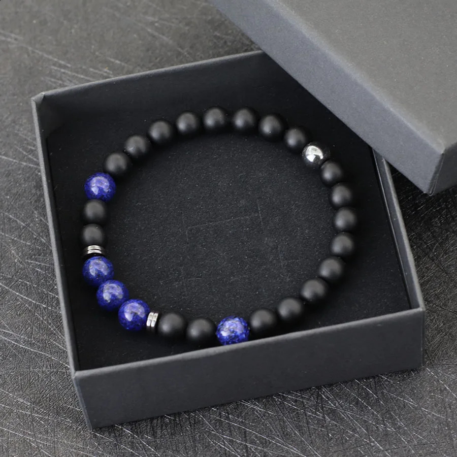 Noter Handmade Mens Bracelet 8mm Onyx Tiger Eyes Stone Beaded Braclet Hematite Healing Braslet Cadeau Homme Leisure Accessories 250905