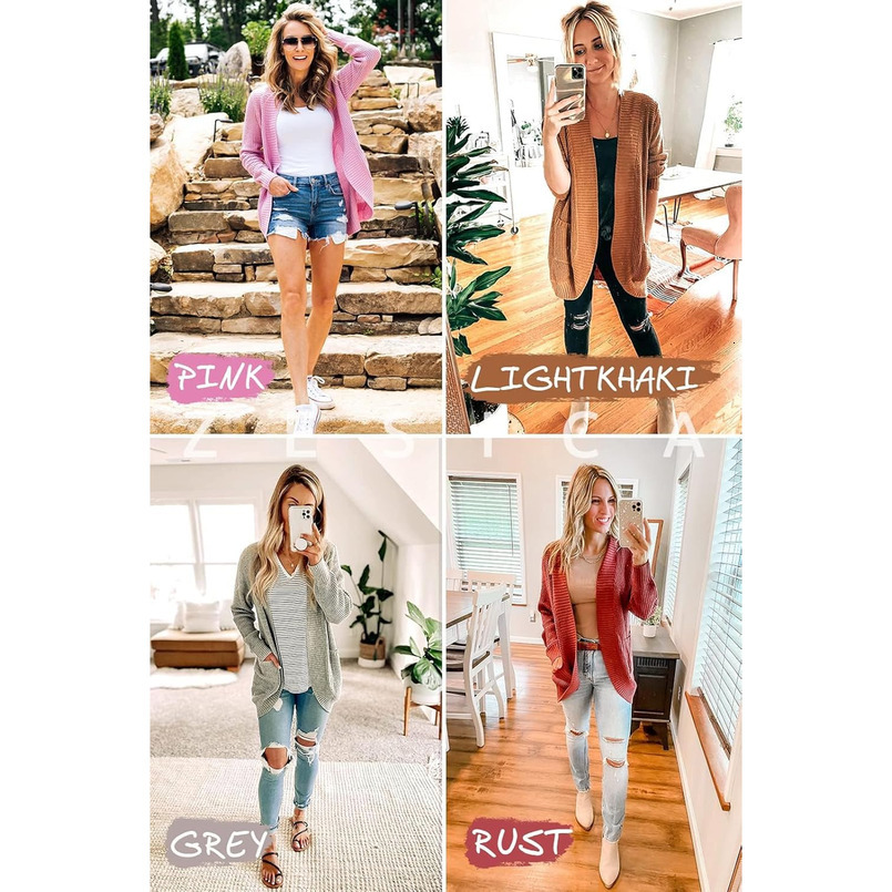 Women's Fall Winter 2025 Long Sleeve Open Front Casual Lightweight Soft Knit Cardigan Sweater Outerwear