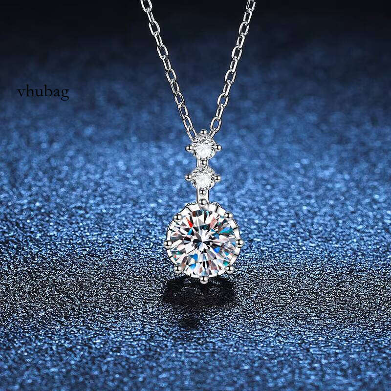 S Pure Sier Moissanite Necklace Women Geometric Strand Chain Collar Style for Party