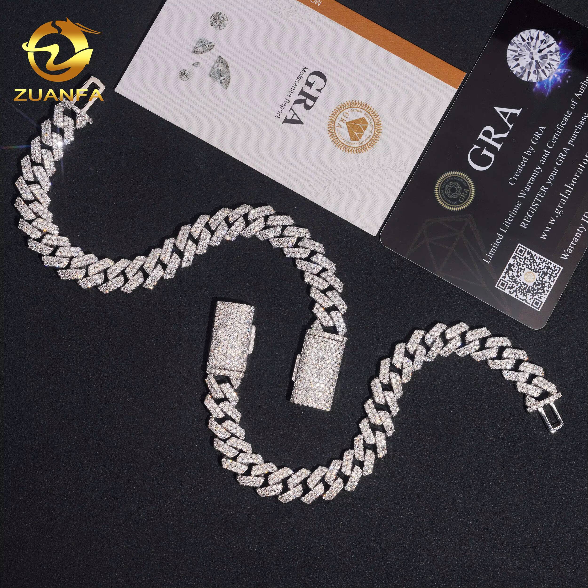 Hip Hop Jewelry 10MM Moissanite Diamond Bracelet 95Silver Iced Out Moissanite Cuban Link Bracelet USA Local Stock