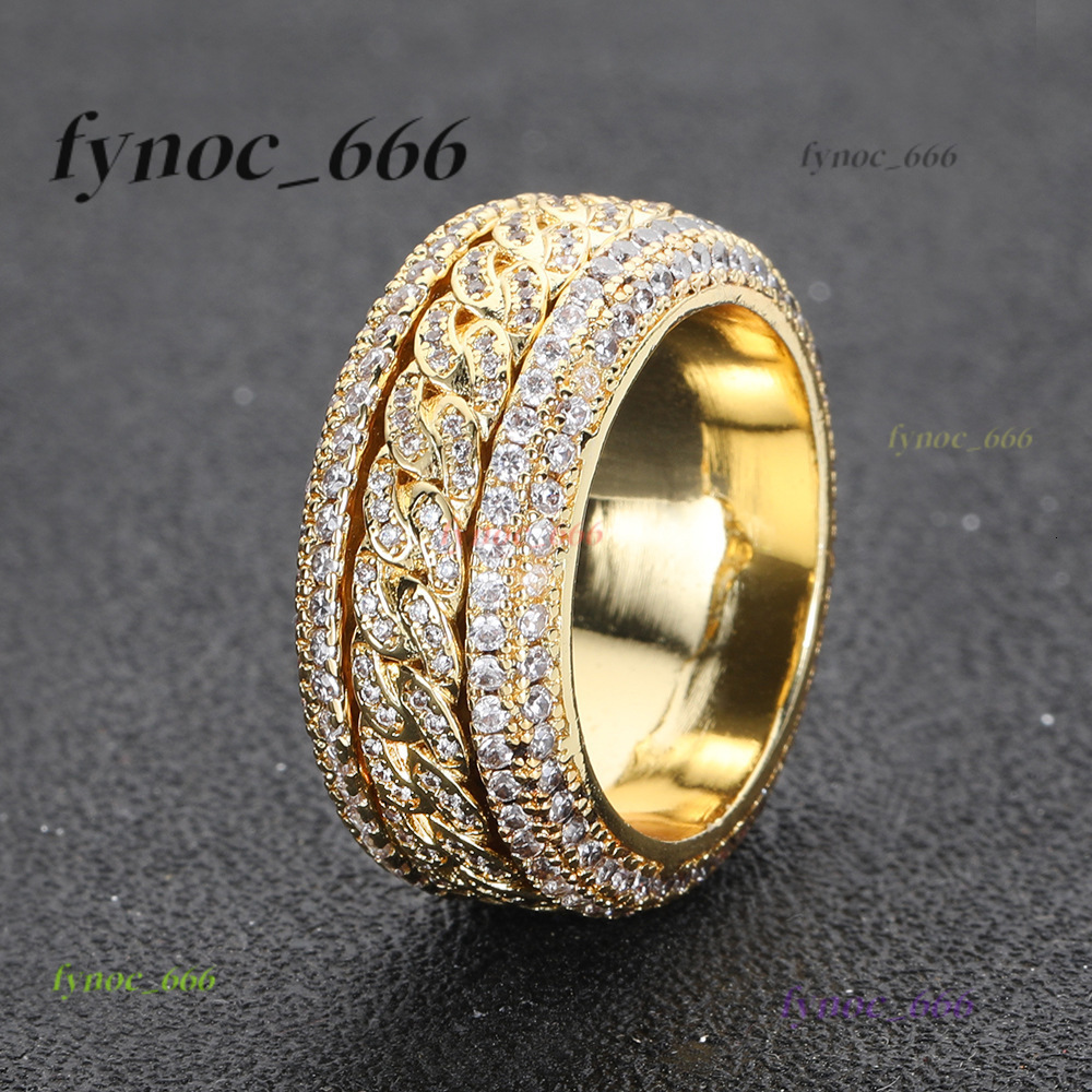 European American HipHop Mens Ring with Moissanite CrossBorder Fashion Brand Plating Rotatable Cuban Style Ring