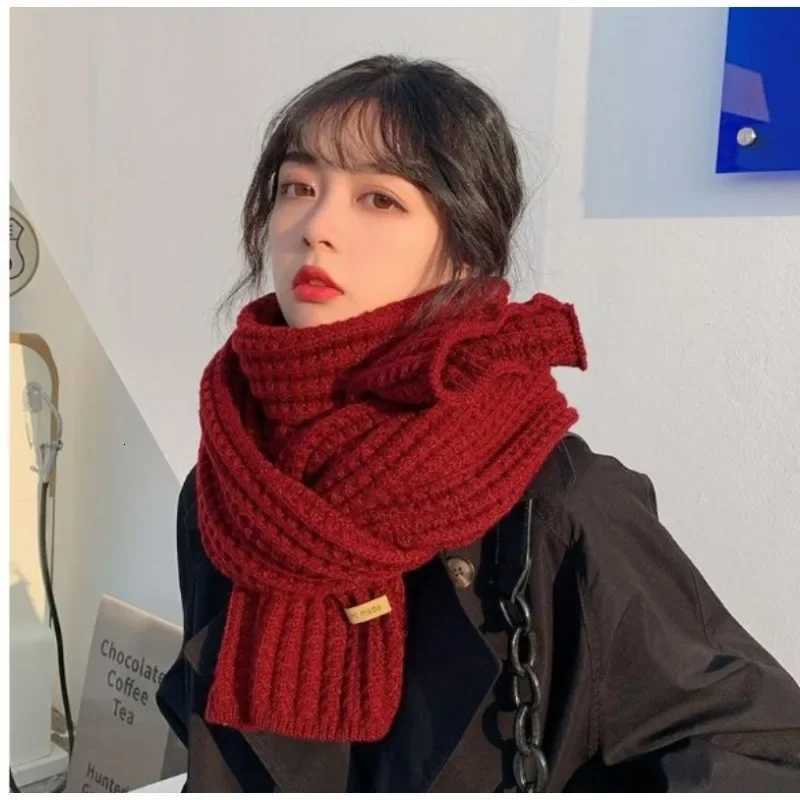 Solid Color Knitted Scarf Winter Women Girls Warm Soft Comfortable Scarf Outdoor Elegant Versatile Plush Scarf Fashion AccoryXJ250905