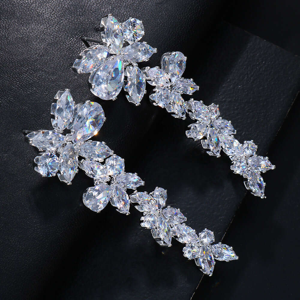 DHpet Stylish Long Drop Earrings with a Touch of Luxury - Bridal - Ready Full - Set Zircon Earrings