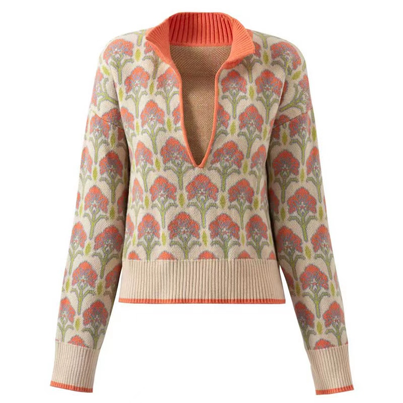 Chic and Cozy: Women's Jacquard-Knit Pullover Designed for Year-Round Versatility Complete specifications