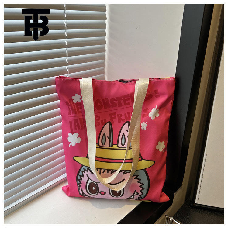Fashion Labubu Printed Women's Canvas Bag Free Shipping Designer Luxury New Style Shoulder Bag Large Capacity Commuting Handbag Casual Shopping B