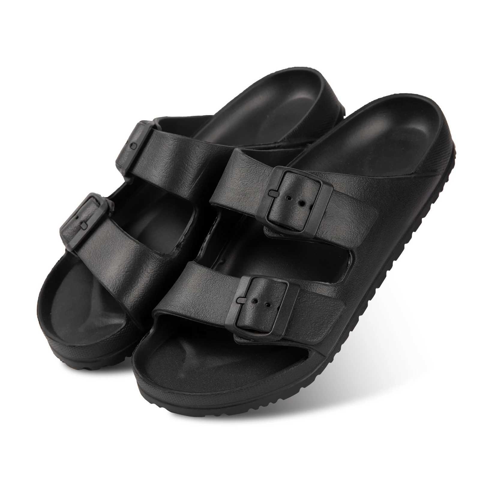 Mens slippers with adjustable double button EVA material casual bathroom indoor and outdoor slippers W250905