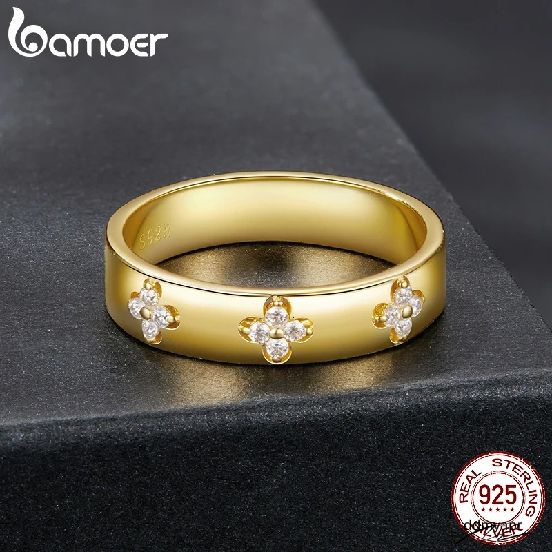 Fashion Womens Love Mens Designer Sterling Sier Lucky Clover Ring, Gold Plated D Color Round Cut Moissanite Wide ddmyday Band Ring For Women Dia