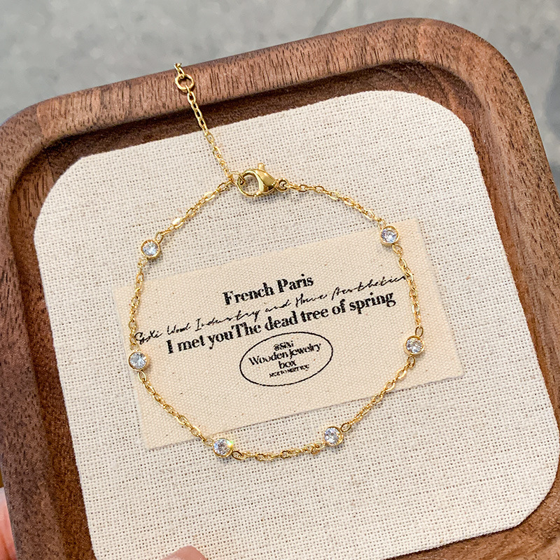 Real Gold Plated Zircon Bracelet Simple Versatile Fashionable Elegant High-end Women's Jewelry