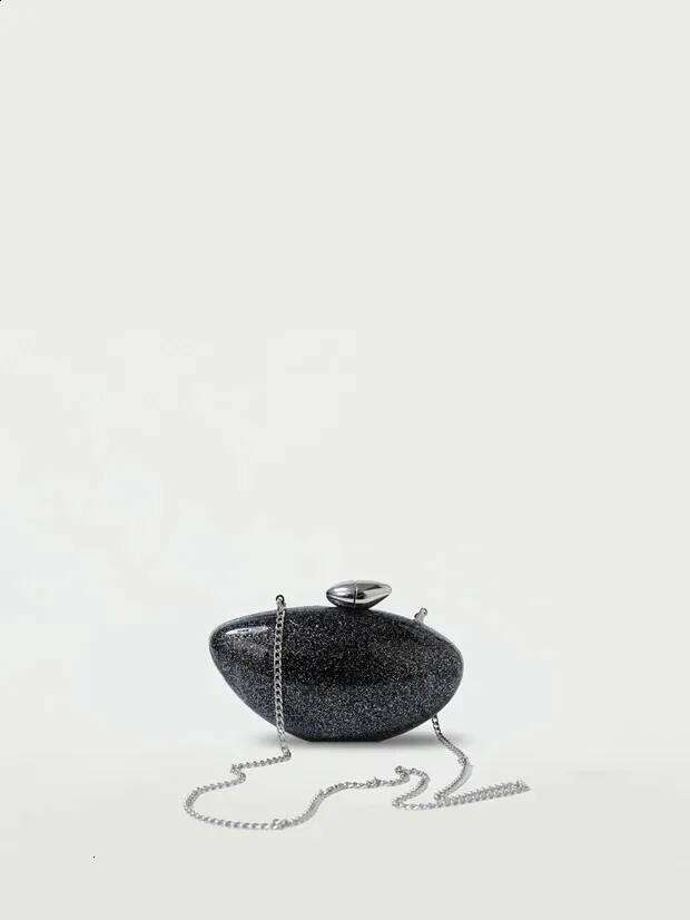 Acrylic Egg Shape Clutch Bag Women Evening Party Cute Purse Rose Black Gold Ivory Shell Handbag High Quality 240730