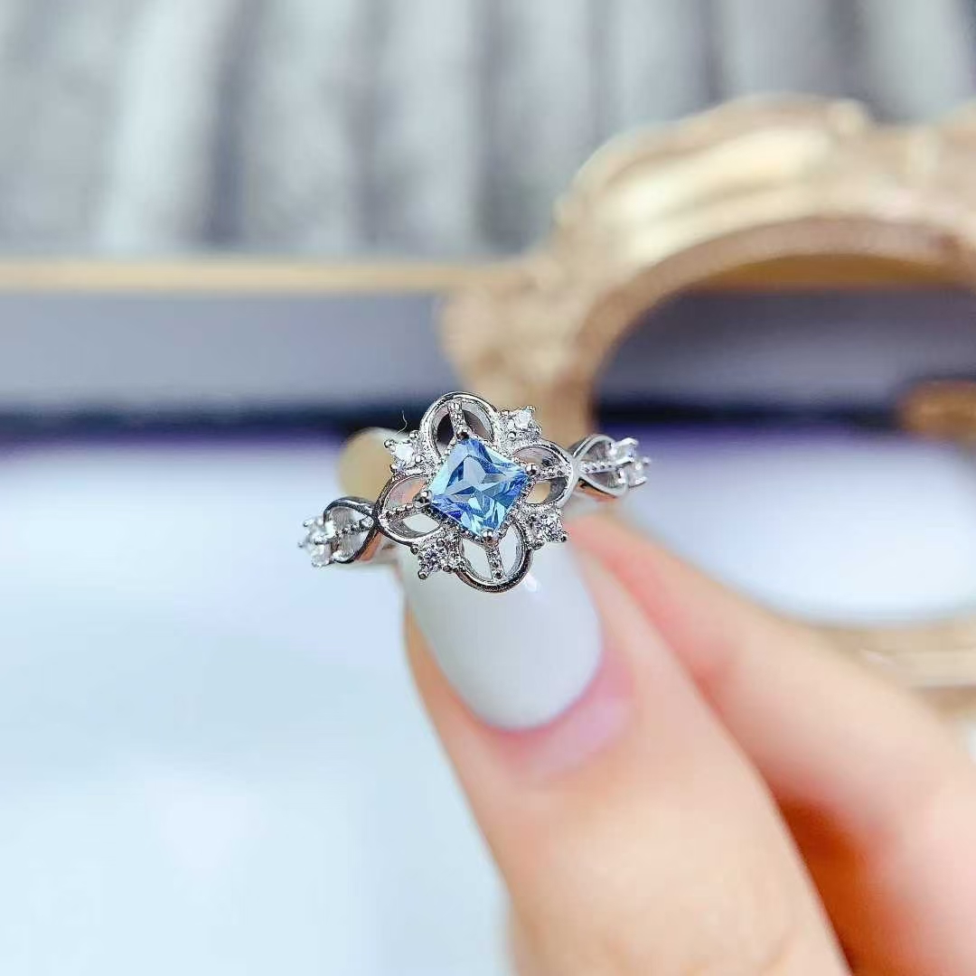 Real 925 silver topaz ring natural topaz with certificate 18K gold plated sterling silver gemstone ring