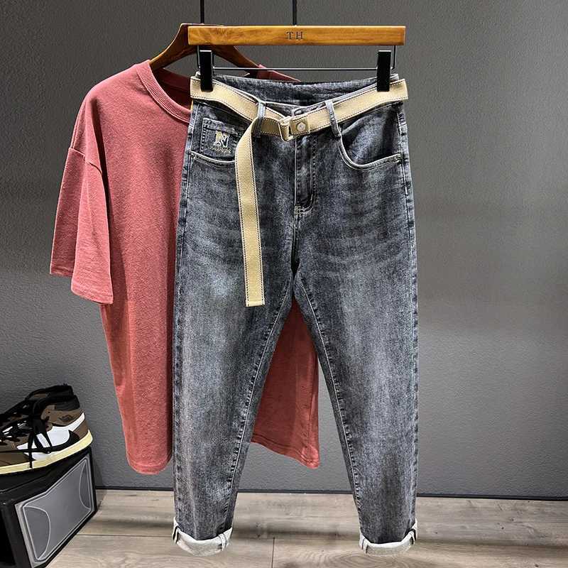 Spring New Mens Streetwear Jeans Fashion Motorcycle Trousers Korean Fashion Casual Youth Hip Hop Little Feet Denim Pants W250905