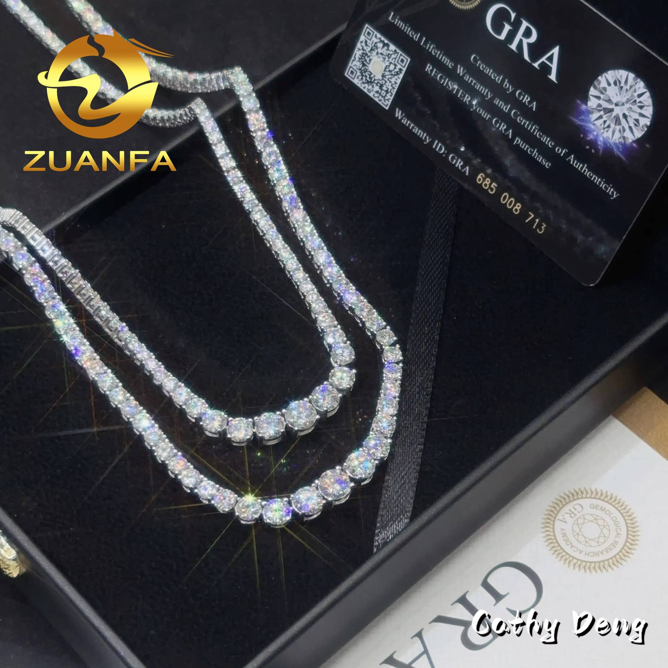 New Arrival 3mm 925 Silver Moissanite Tennis Necklace Iced Out Jewelry Moissanite Diamond Tennis Chain GRA Certified
