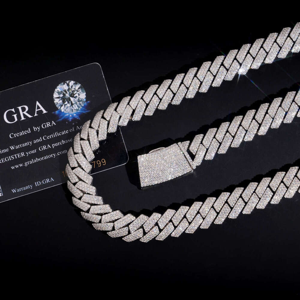 15mm Hip-Hop Rap Singer Necklace Through Diamond Testing Instrument VVS Jade Stone Cuban Chain Men's Style