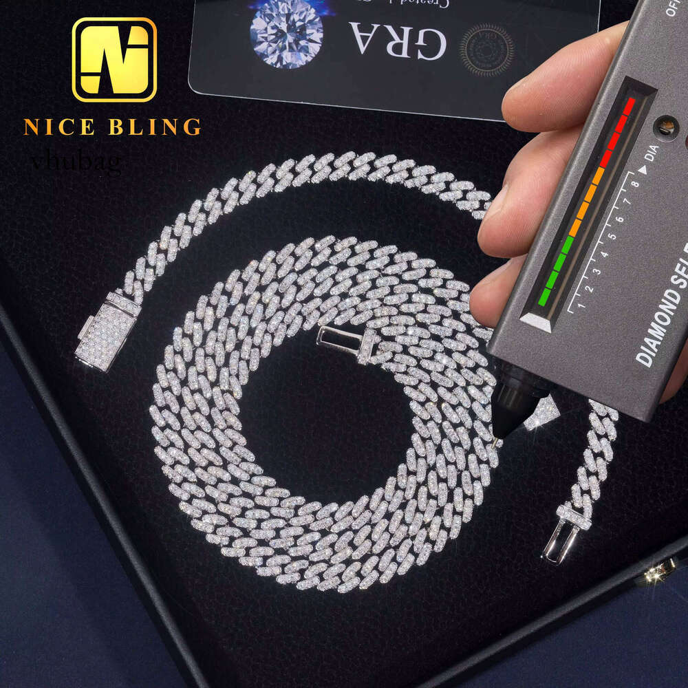 6mm Iced Out Cuban Chain Sterling Sier Heishi Hip Hop Jewelry Necklace Bracelet