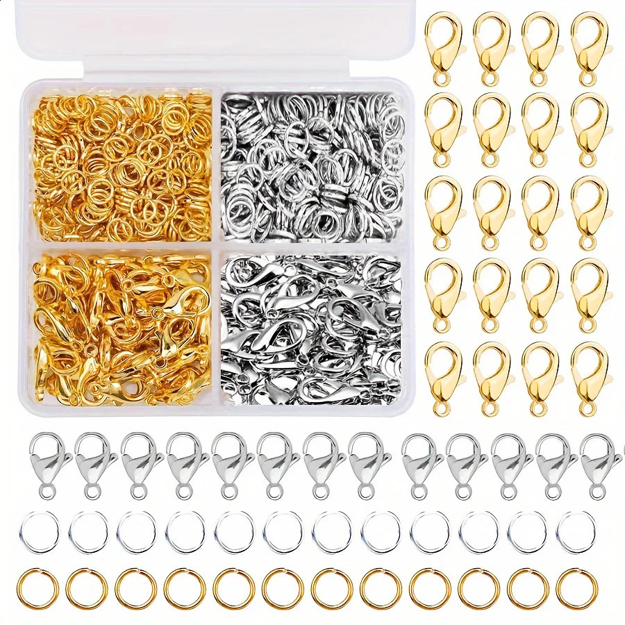 1set Box Gold Silver Lobster Clasp Open Jump Rings For Jewelry Making Bracelets Necklaces Hooks Chain Clre DIY Accessories 250828
