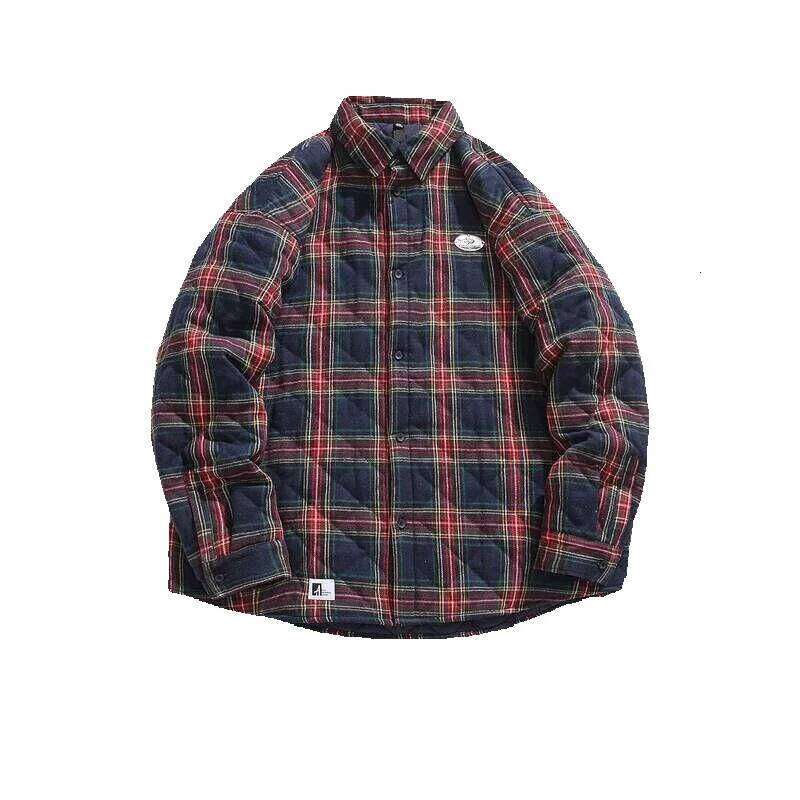 Beianji mens parkas Winter American vintage thick plaid buttons fashion men's coat embroidered couple cotton-padded jacket