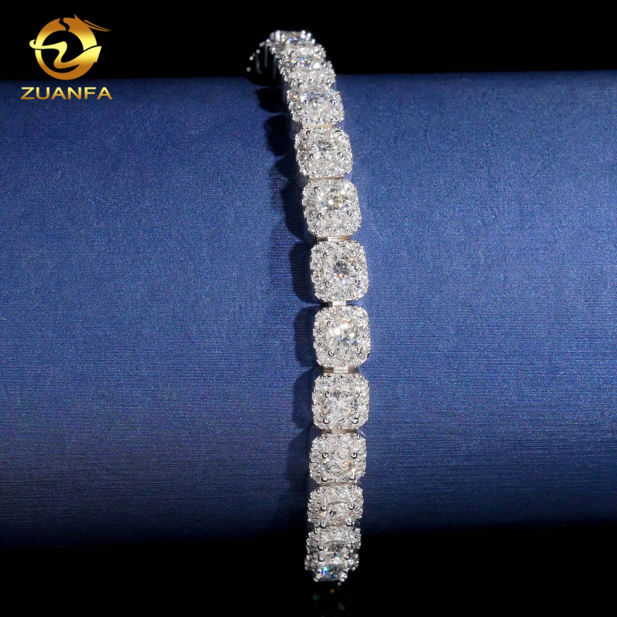 Custom Sparkling Cluster Bracelets 18k Gold Plated Silver VVS Gra Certified Moissanite Lab Diamonds Iced Out Men Bracelet