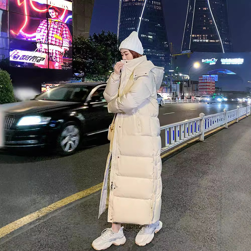 Winter Long Oversized Solid Jacket Ladies Waterproof Thicken Warm 90 White Duck Down Hoodie Down Jackets Snowwear Overcoat Women