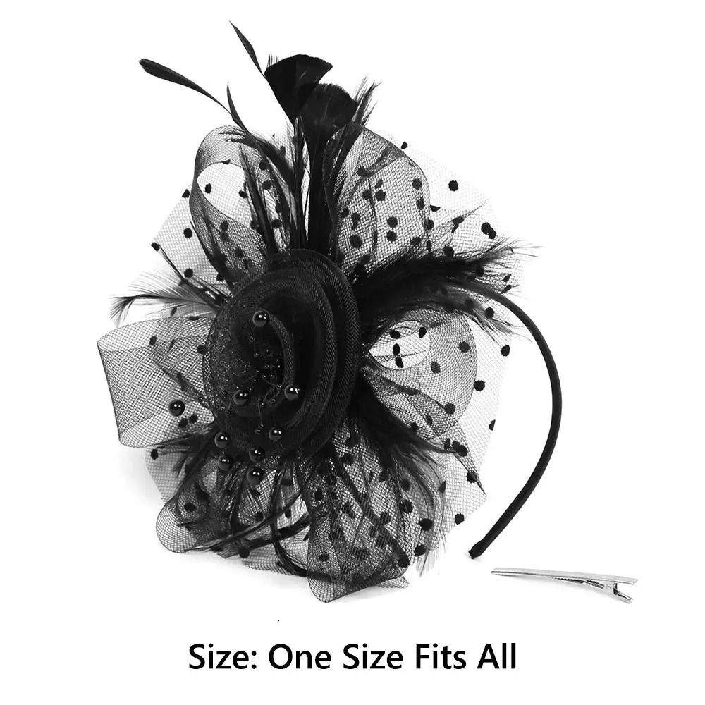 Vintage Mesh Flower Feather Headpiece Gloves Set Wedding Cocktail Fascinator Hat Stylish Tea Party Headband for Women Girls 250905