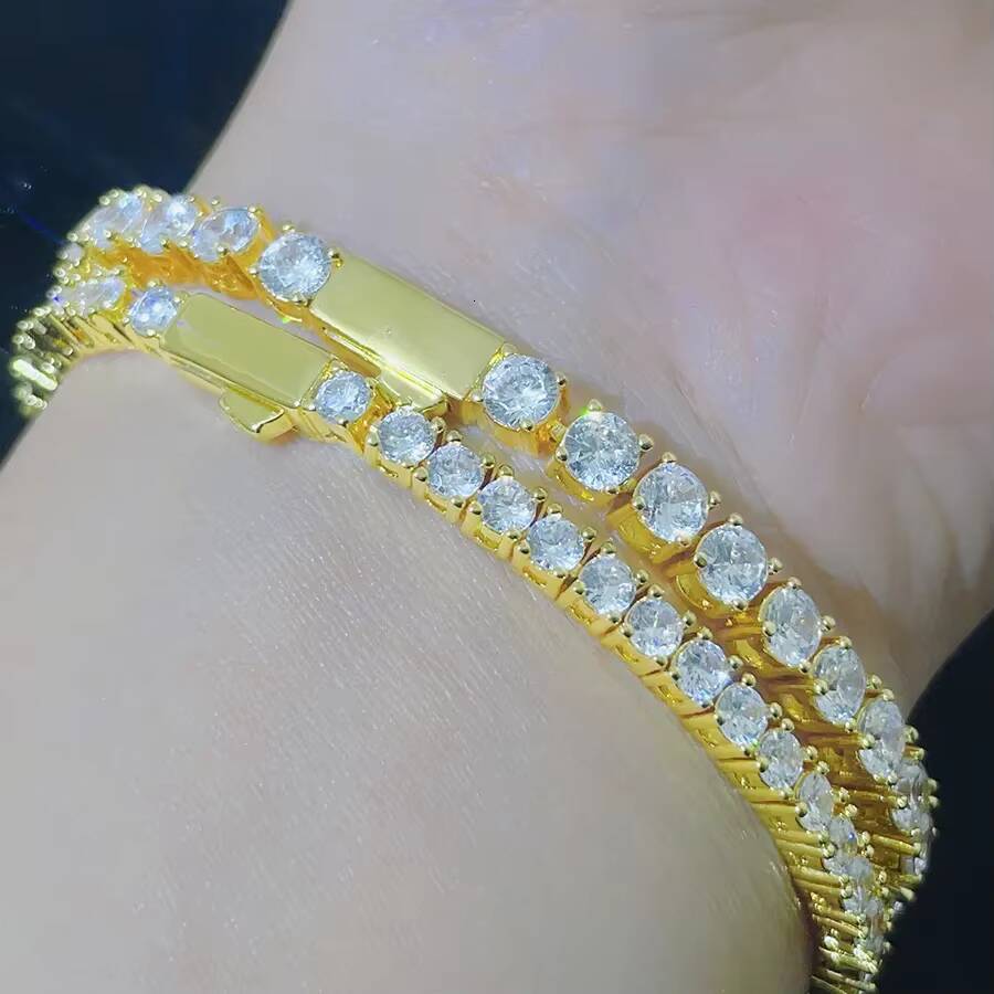 925 Silver Hip Hop 5mm Tennis Chain with D VVS1 Clarity Moissanite Vvs Diamond Bracelet Women Mens Bracelet