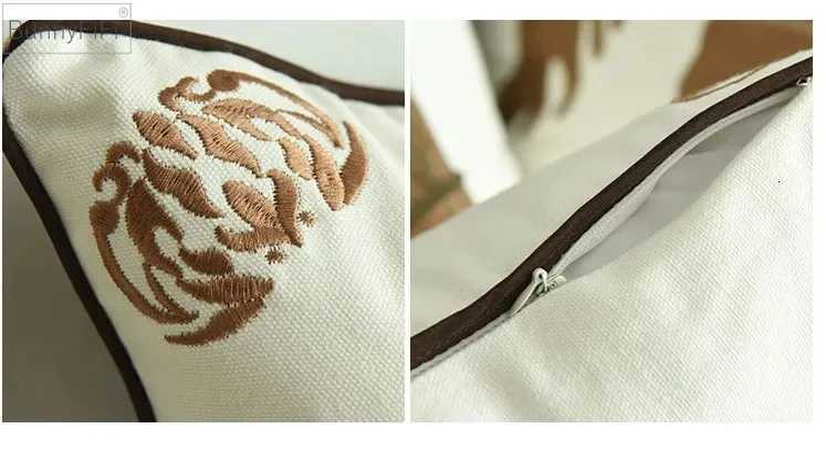 Luxurious China Art Horse Embroidery Cushion Cover Home Decoration Cotton Canvas Geometric Pillow Cover 45x45cm Sofa PillowCase D2509051