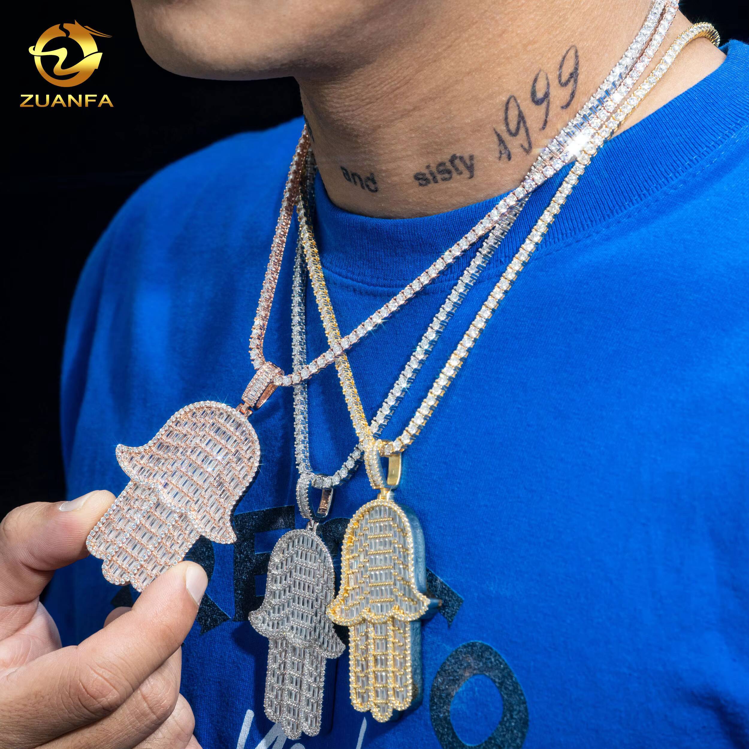 Factory Price Fashion Hip Hop Jewelry Mens Charms Pendants 925 Sterling Silver VVS Moissanite Diamond Iced Out Pendant