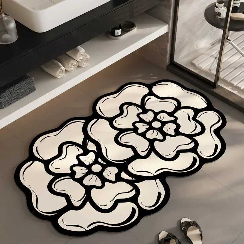 Luxurious 2025 New Flower Shaped Bathroom Floor Mat Diaponite Mud Quick Drying Anti Slip Footpad SkinFriendly Fabric Decoration Carpet Y251105