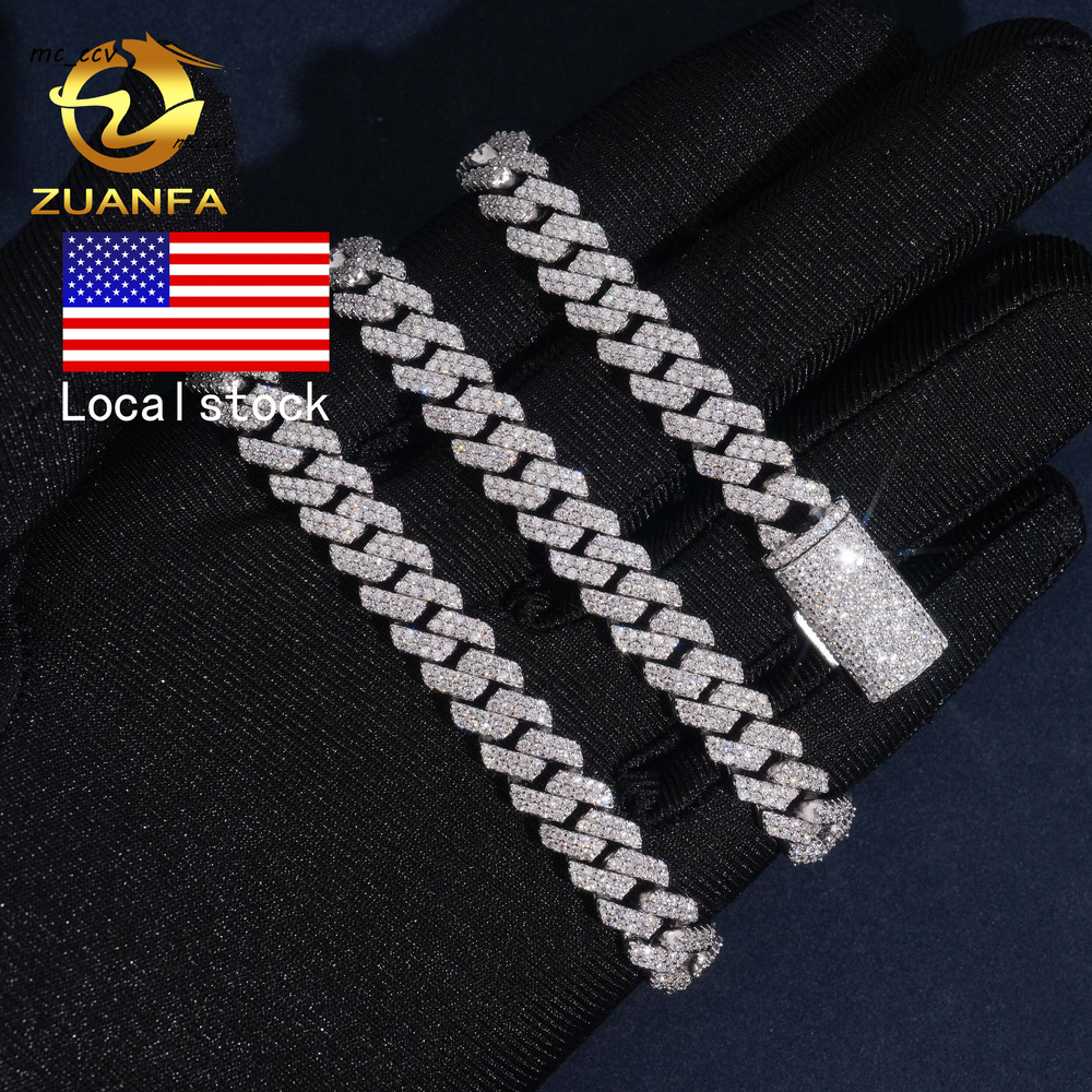 Local Stock Fast Shipping GRA Certificate Moissanite Diamond Hip Hop 925 Silver 8mm Cuban Link Chain