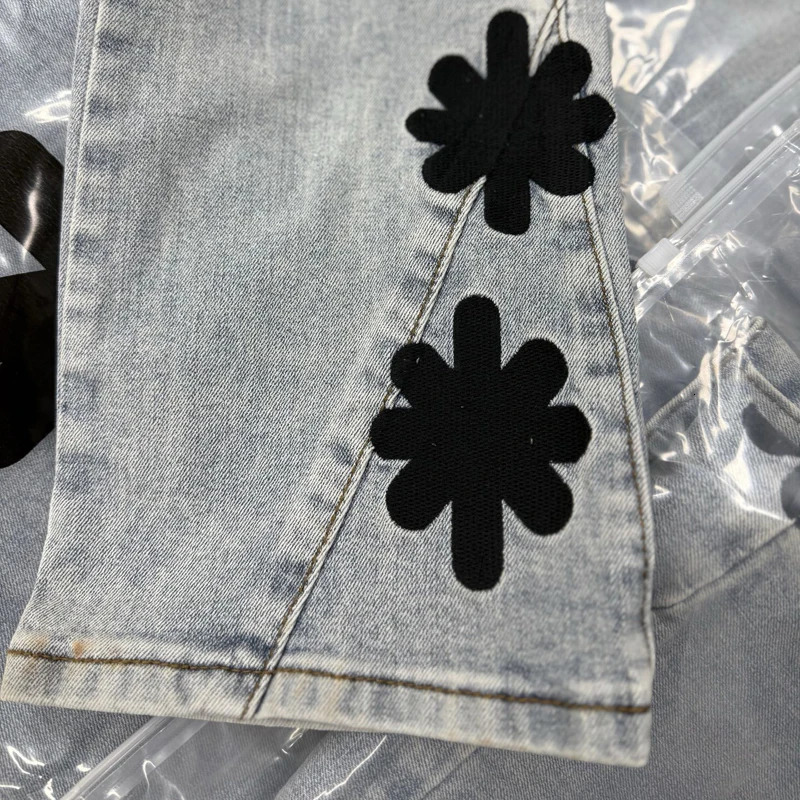 Fashion LOST SHDWS JEANS Solid Embroidery Flower Men Women Micro Flared Denim Pants One Day Shipped Out 250905