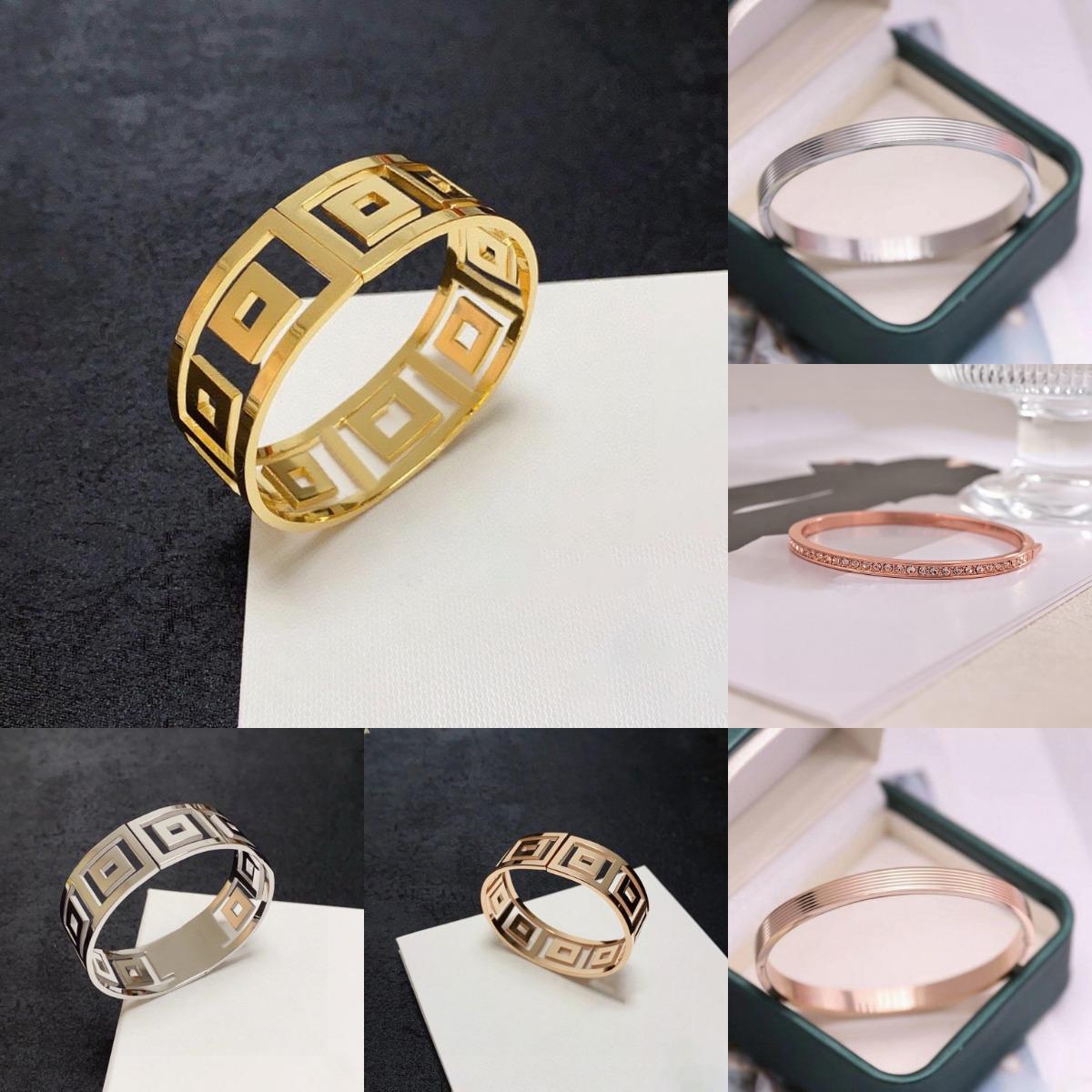 Fashion designer bracelets women letter bracelet bangle white black plated rose gold silver bracelet wide ladies designer jewelry gift