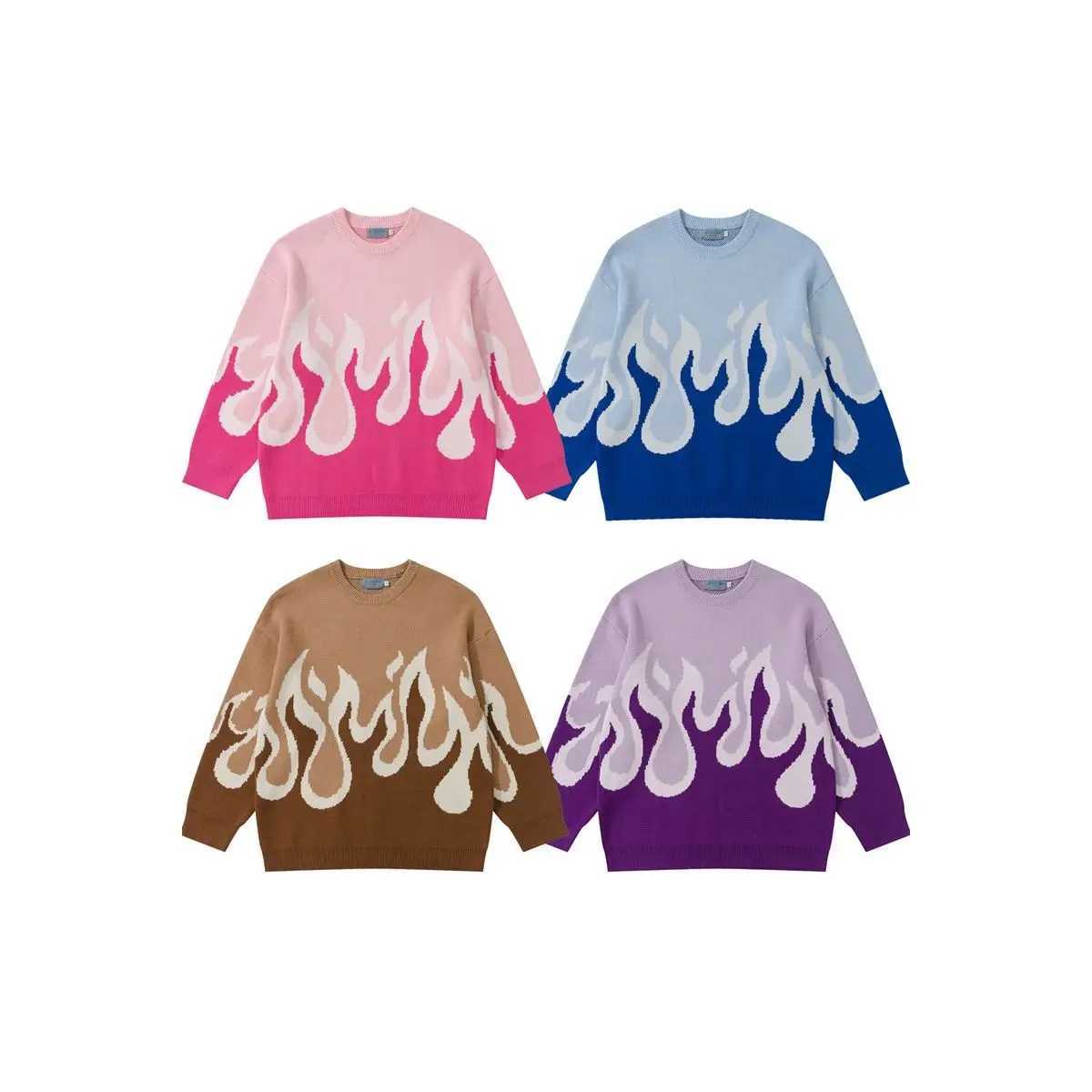 Pullover Sweater Women Fashion Advanced Gradual Flame Sweaters Men And Women Autumn Winter Gentle Lazy Wind Soft Waxy Sweaters Z250905