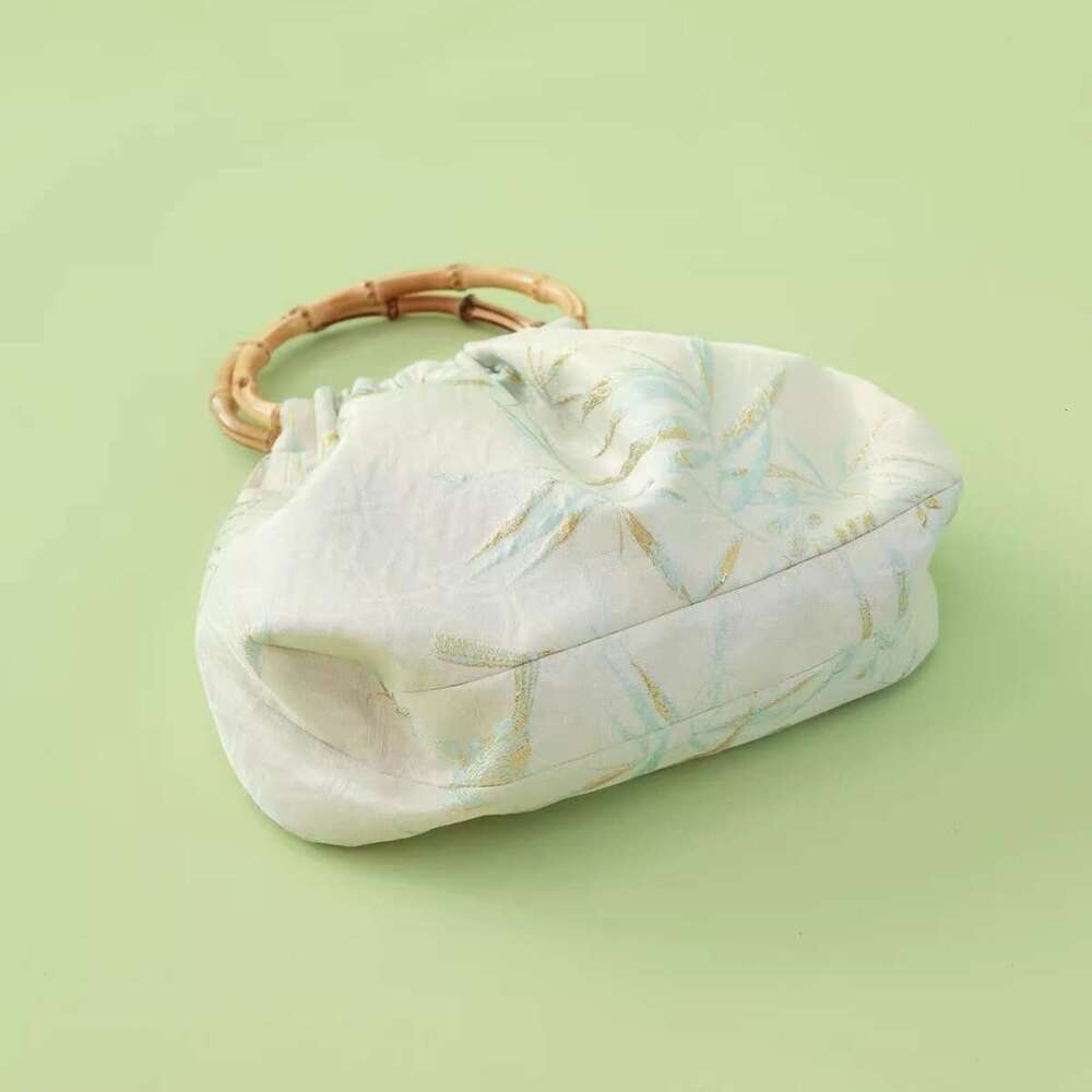 Natural and Blue | Spring Trace New Chinese Jacquard Bamboo Handle Handmade National Style Cheongsam Bag