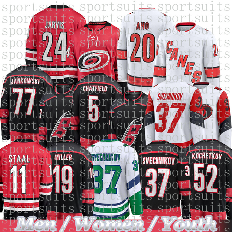 #20 Sebastian Aho carolina hockey jersey #27 Nikolaj Ehlers Seth Jarvis Andrei Svechnikov hurricane jersey K'Andre Miller Logan Stankoven Jaccob Slavin jersey youth