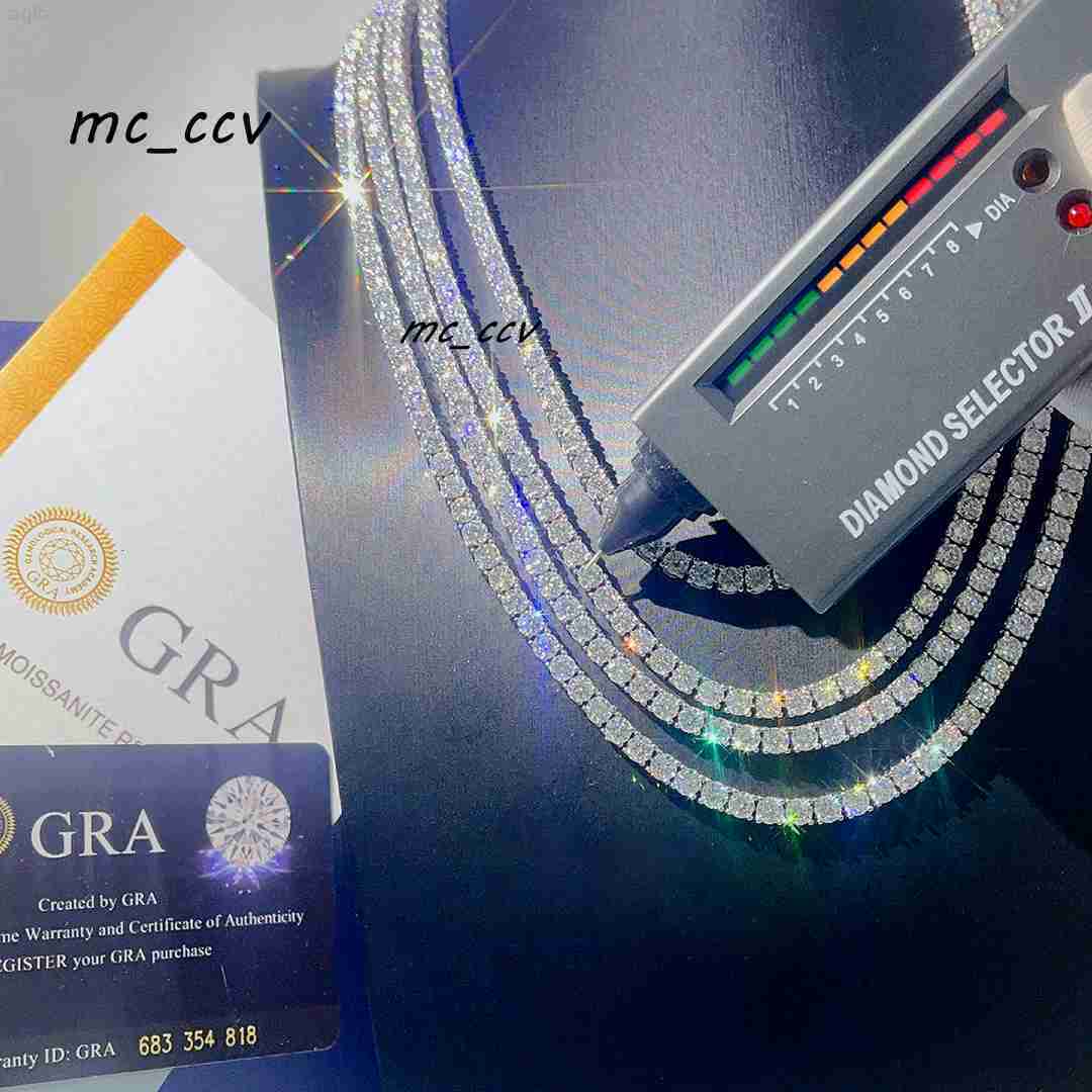Tennis Necklace Bracelet Pass Diamond Tester Iced Out Bling Moissanite Diamond Hip Hop Jewelry 925 Silver Tennis Chain