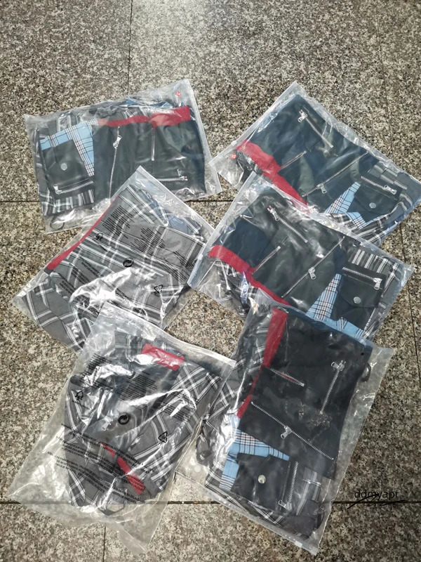 2025 Womens Cotton Lace Patchwork Plaid Mini Leather Skirts Streetwear Female Modern Ddmydec Punk Irregular Pleated Skirt 250322 Ddmydec Ddmydec Ddmyd