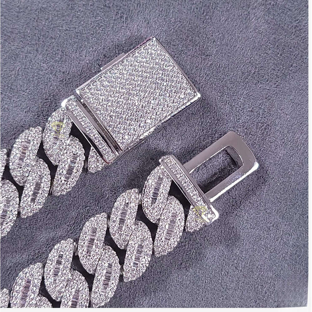 Direct Factory Supply Sterling Sier Iced Out Moissanite Dia Cuban Link Chain Available at Sale from India