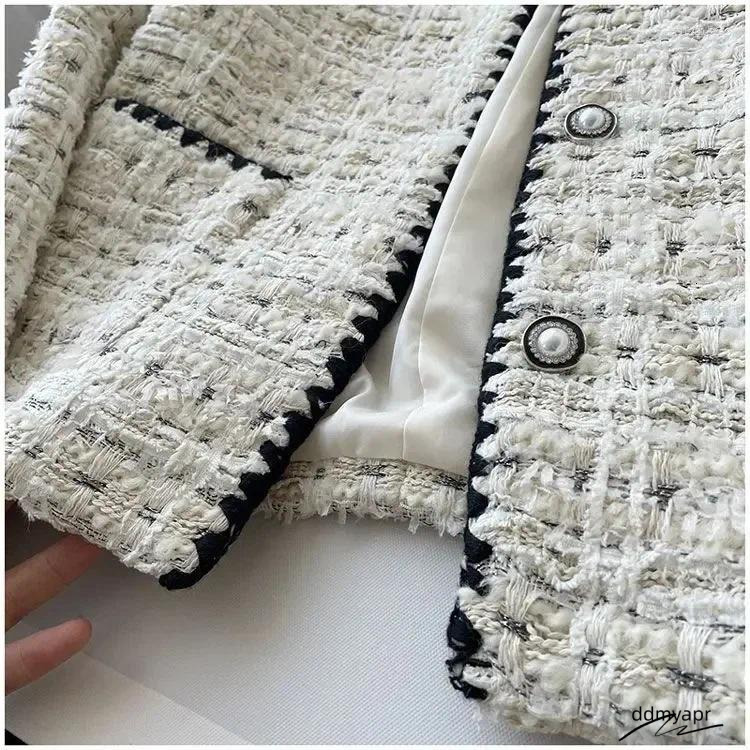 Women's Jackets Spring Autumn Jacket Design Fashion Sweet Tweed Blazers Women French Elegant Office Lady Woolen ddmyday Short Suit Coats