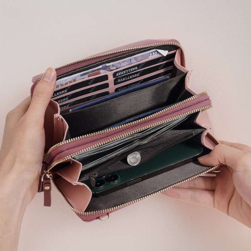 Baellerry Fashion Versatile Double Zipper Large Capacity Women's Shoulder Phone Integrated Crossbody Bag