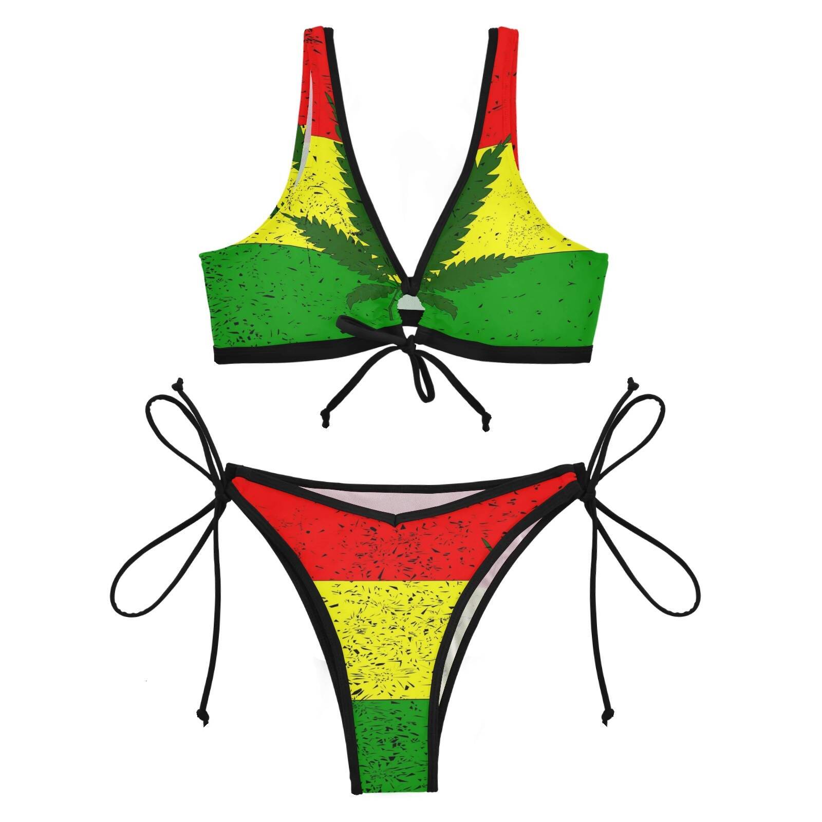 Push Up Front strap Bikini Sets Women Sexy Thong Two Pieces Swimsuits Flag printing 2022 New Girl Beach Bathing Suits Swimwear