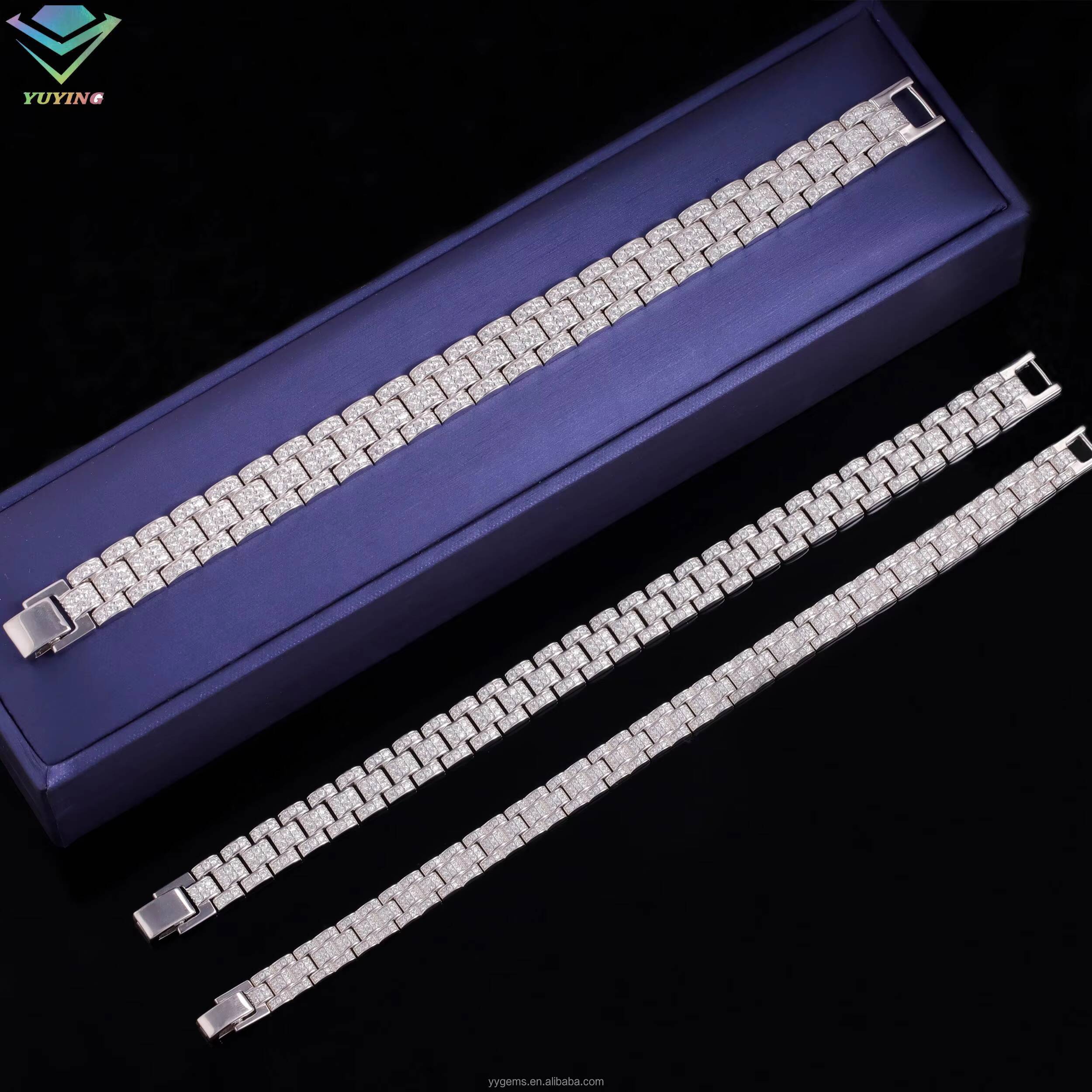 New Design Mossanite Cuban Bracelet Fine Jewelry 8mm 10mm 12mm S925 Silver Moissanite Bracelet VVS Lab Diamond Cuban Bracelet