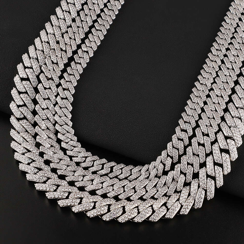 Hip Hop Jewelry 8MM 10MM 12MM Wide Double Row S Sier VVS Grade Moissanite Iced Out Cuban Link Necklace