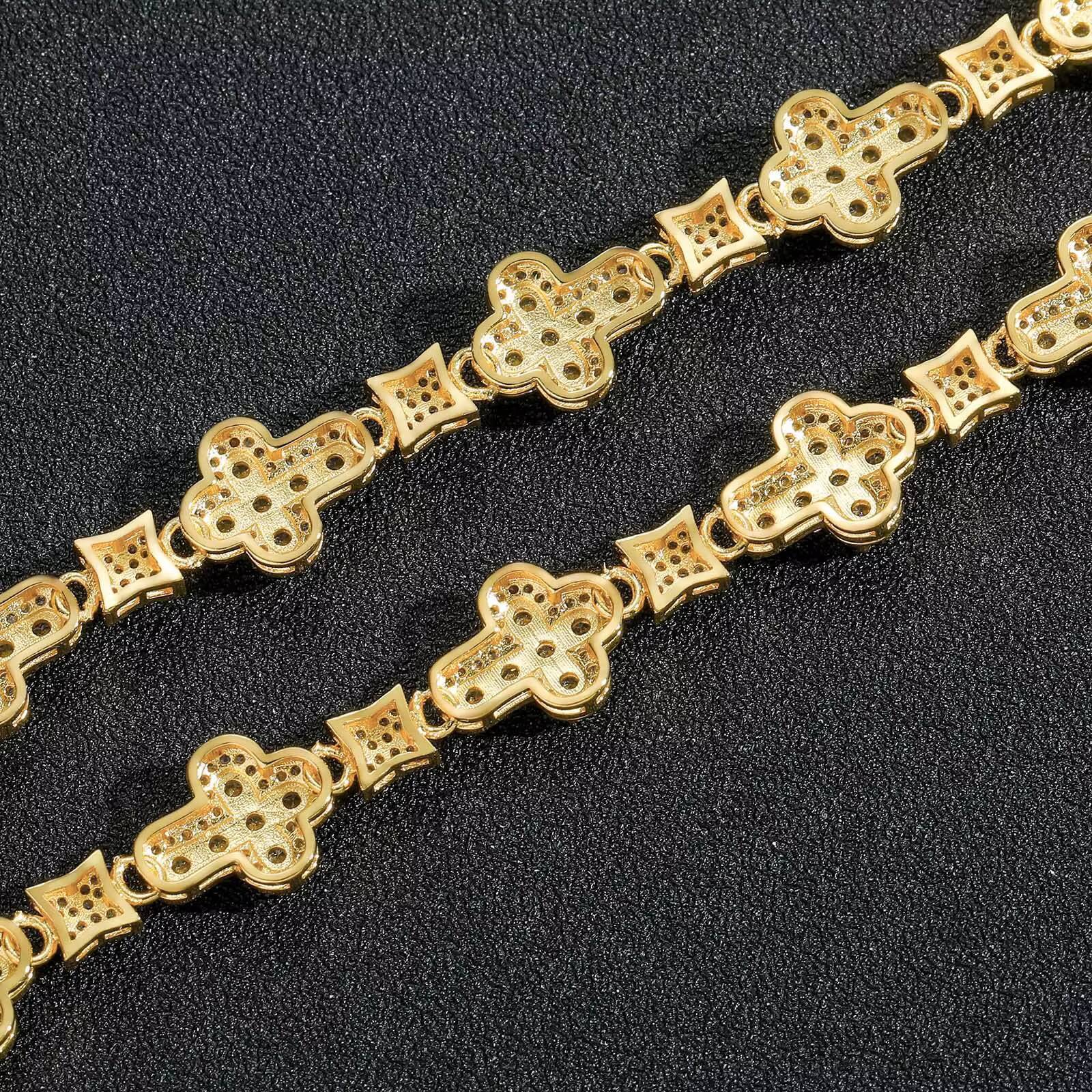 BES Fashion Hip Hop 10 MM Unique Cross Tennis Chain Necklace Iced Out Zircon Gold Plated Mens Necklace Jewelry Anniversary