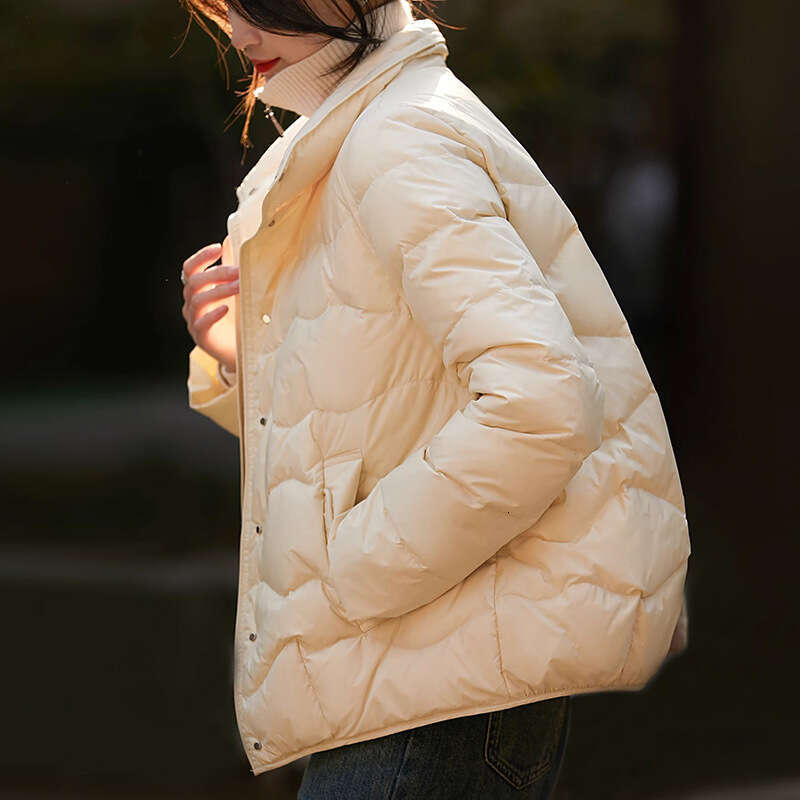 95 White Goose Lightweight Slimming Cocoon Down Jacket Winter New Women's Short Coat B5